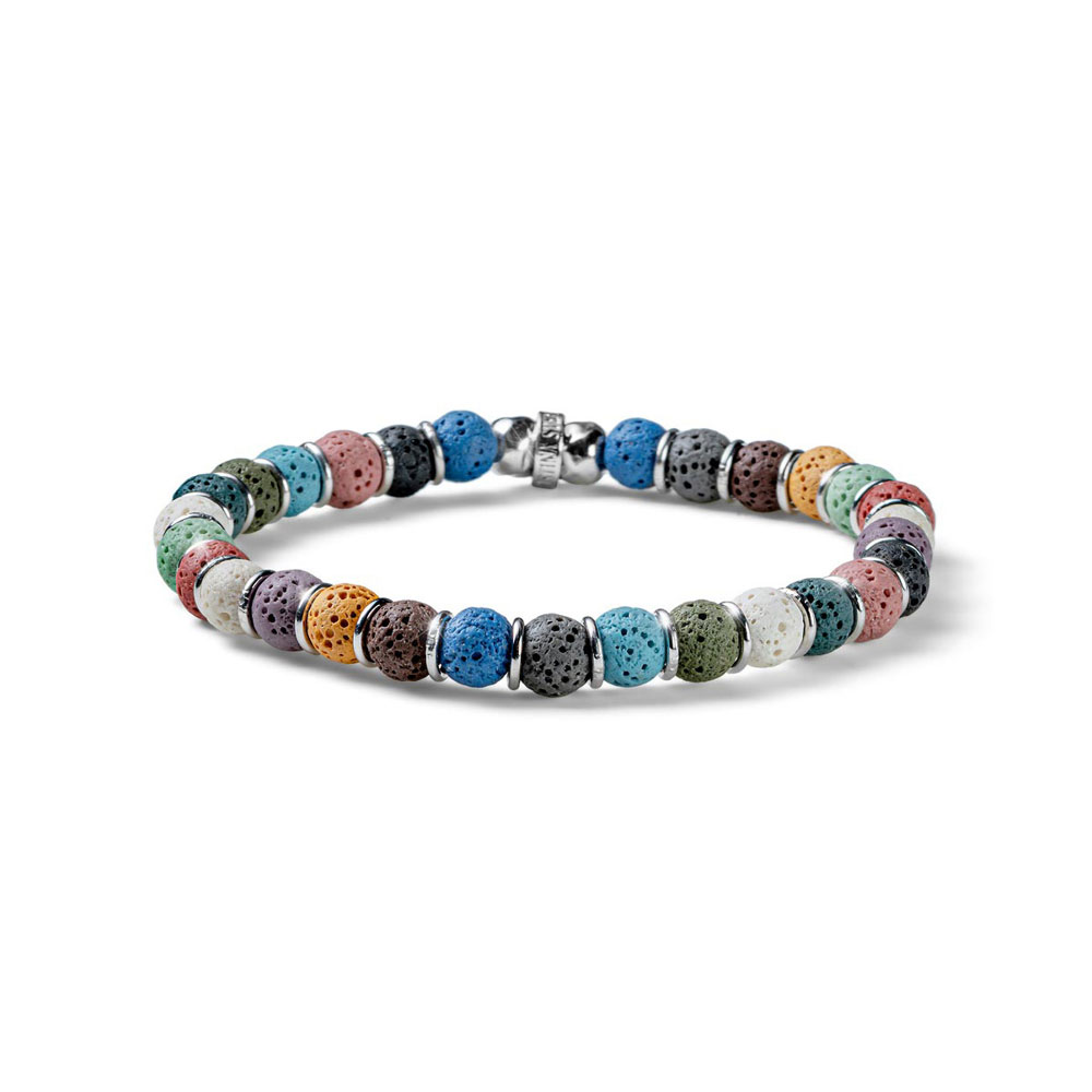 BRACCIALE ELASTICO UOMO SOUL COLLECTION LAVA MULTICOLOR E ARGENTO