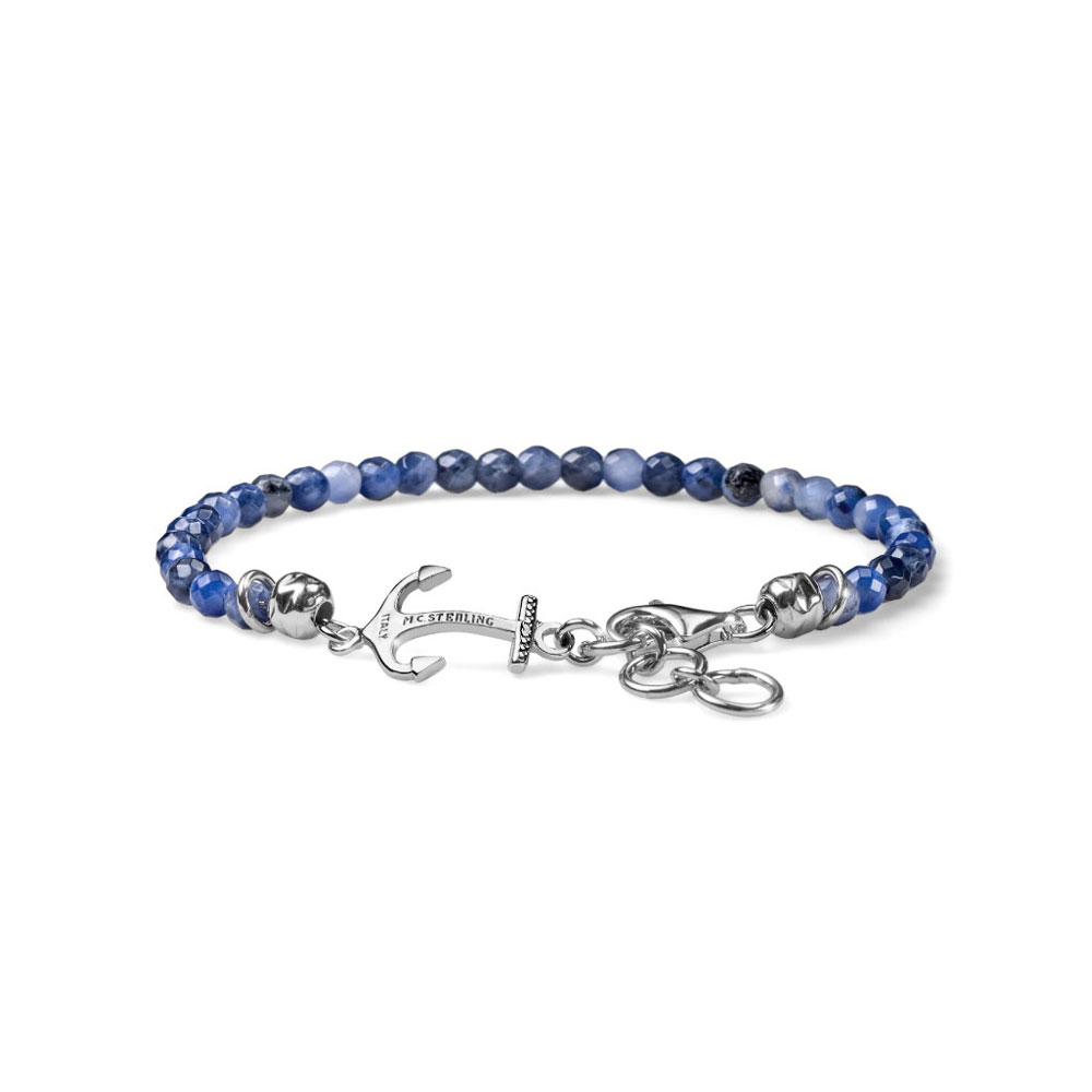 • Bracciale UOMO Ancora in Argento 925‰ cm. 19+3 • Pietra agata muschiata mm 4 chiusura moschettone • Interamente realizzato a mano • Made in Italy • Disegnato per Mariacristinasterling da Alessandro Magrino
