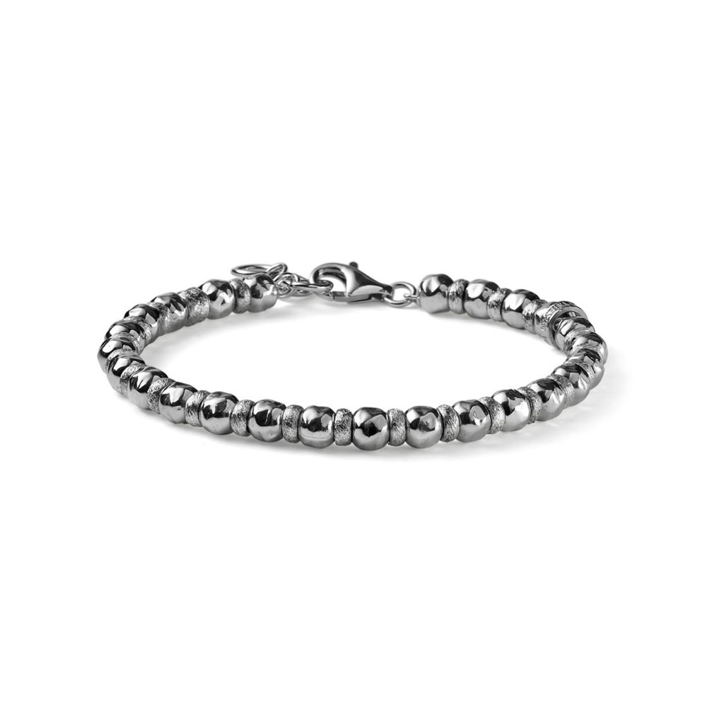 BRACCIALE UOMO COLLEZIONE SNAKE CLASSIC STYLE CON SFERE E CERCHI DI ARGENTO